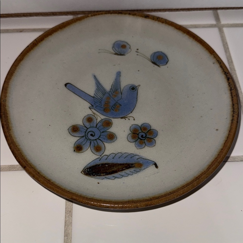Ken Edwards Mexican TONALA POTTERY El Palomar 7.5” plate #3 🐈‍⬛